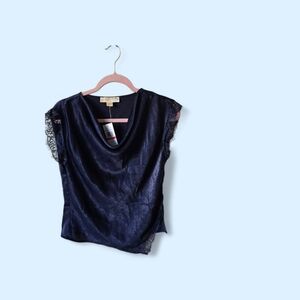 NEW$98 MICHAEL Michael Kors Midnight Blue Short Sleeve Blouse Size Xs